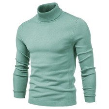 New Autumn and Winter Casual Men's Solid Color Pullover Sweater Turtleneck Men's