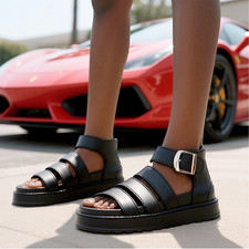 Ladies Womens Flatform Gladiator Platform Chunky Sole Strappy Summer Sandals