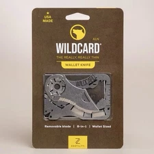 NEW! Zootility WILDCARD WALLET KNIFE 8-in-1 Multi-Tool, Stainless Steel, 2x3”