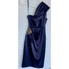 NWT $148 Eliza J, Nordstrom, Missy Navy Semi-formal One-shoulder Dress, Sz 2
