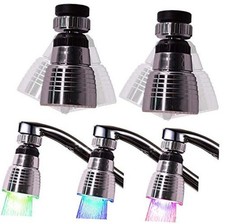 2 Pack Swivel 3-Color Temperature LED Faucet Swivel,Temperature Sensitive 2Pack