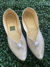 Vintage 60s 70s Daniel Green Gold  Pearl white bohemian paisley house slippers