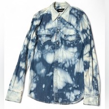 Dsquared2 Bleached Long-Sleeve Denim Button U...