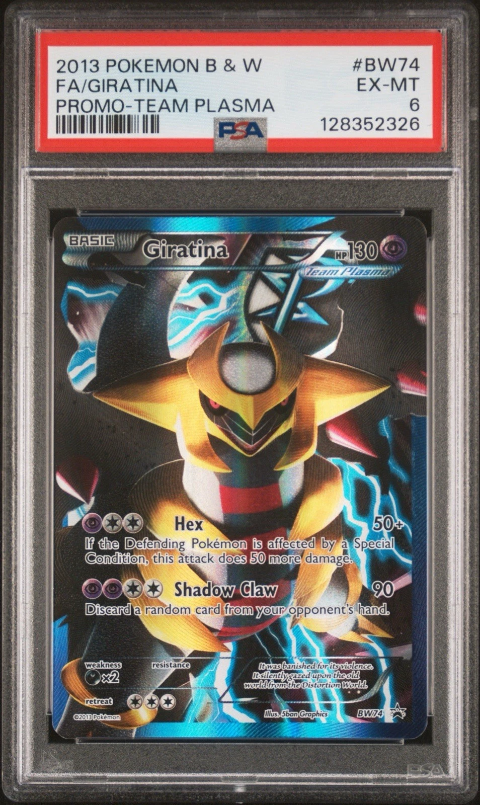 Giratina BW74 Plasma Storm Holo Card Full Art Pokemon Card PSA 6