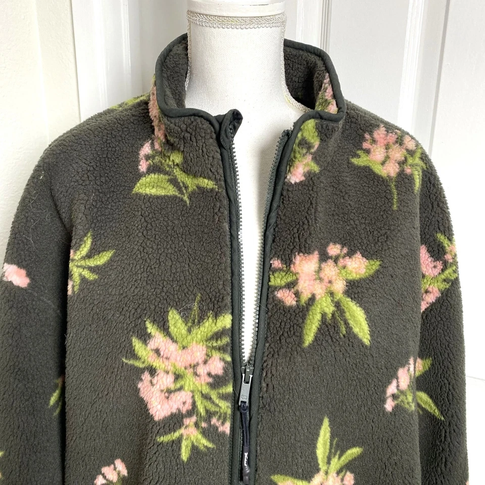 Target x Woolrich Adult Floral Zip-Up Fleece Midweight Jacket Olive Green - Image 4 of 4