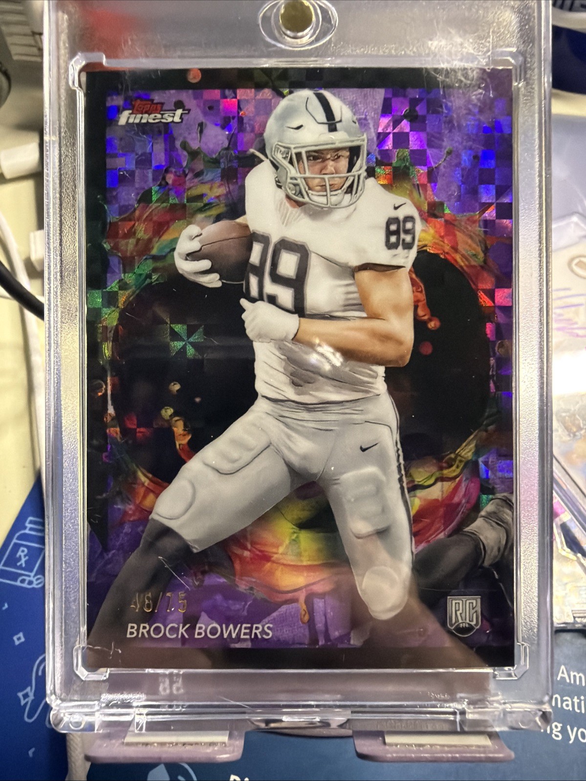 2024 Topps Finest Rare Brock Bowers #282 Purple Checkerboard Refractor /75 (RC)