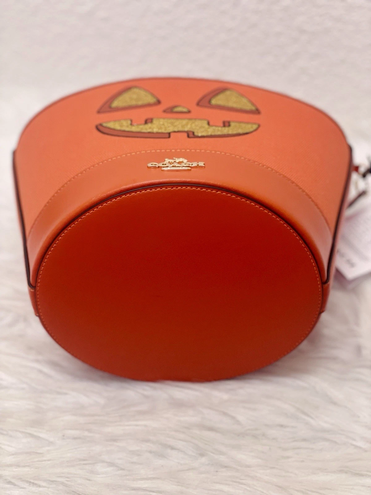 Secchiello Coach dolcetto o scherzetto con zucca di Halloween nuovo con etichetta CW533 arancione scuro