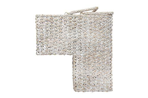 Woven Bankuan Rope Stair Basket with Handles Finish Whitewash