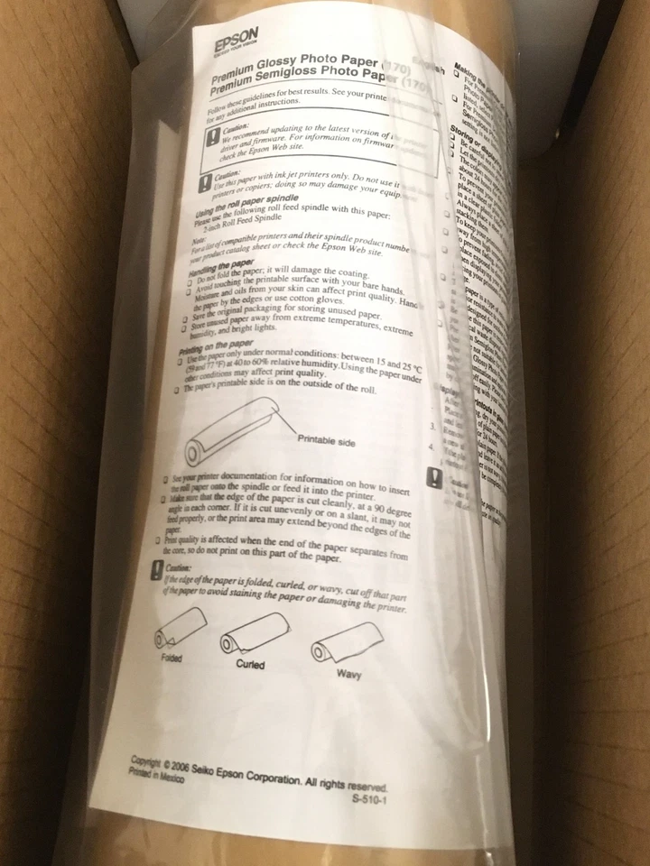 NEW Epson S041391 Premium Semigloss Photo Paper 36 Inch x 100 Foot Roll FREESHIP - Image 2 of 4