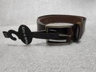 Men's Brown Leather Dress Belt Made In Italy Silver Buckle size 34 NWT MSRP $69