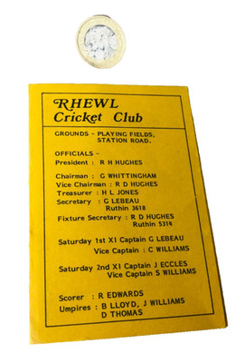 Cricket Handbuch Fixture Card Roll Vintage RA