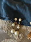 Vtg Haute Couture Faux Pearl Goldtone Dangle Drop Clip Earrings — photo 2
