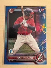 2022 Bowman Draft 1st Edition Ignacio Nacho Alvarez Blue Foil Ref /150 Braves