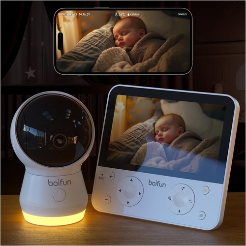 BOIFUN 4MP 2.4/5Ghz WiFi Baby Monitor with Night Vision, 5.5'' Screen＆360° PTZ