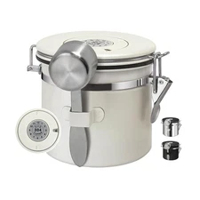 1.2L Airtight Vacuum Coffee Canister, Stainless Steel Storage Container for C...