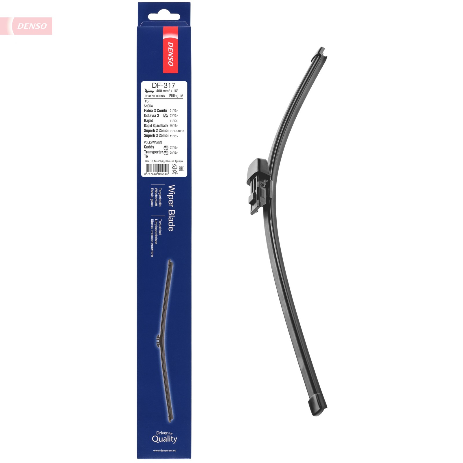 DENSO Heck Flachwischer DF-317 (400 mm): Leiser, langlebiger Wischer mit aerodynamischem Design. OEM-Qualität, breite Kompatibilität, 2 Jahre Garantie. - Bild 4