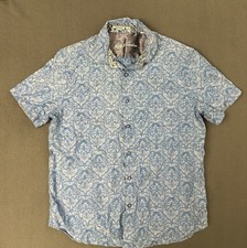 Mens Robert Graham Short Sleeve Button Up Shirt Size XL Blue Floral Print Cotton