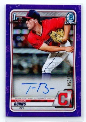 2020 Bowman Chrome Draft Tanner Burns #CDA-TB Blue Refractor /150 RC Auto 1st