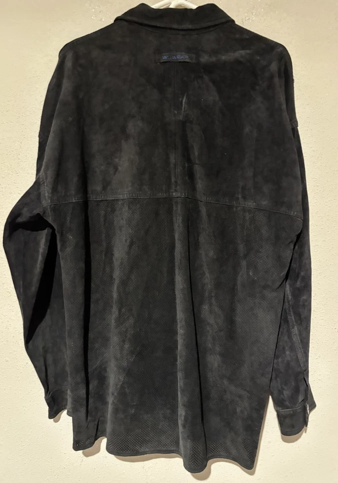 De Colección Años 90 Wu-Wear Negro Gamuza Cuero Camisa Chaqueta Para Hombre XL Raro Wu-Tang Clan Foto 3 de 4