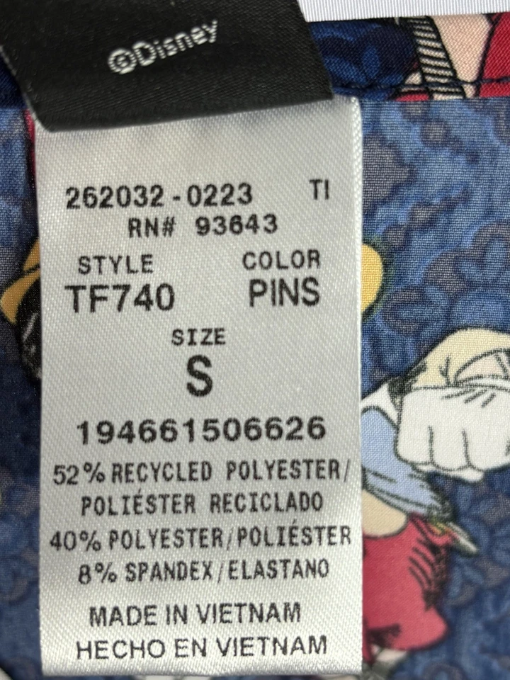 Pinnochio Cherokee Scrubs Tooniforms Disney V Neck Top Mens Small NWT - Image 3 of 4