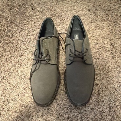 Leather Upper Gray Oxford Casual Shoes Lace Up Round Toe Size 10.5 M 045146