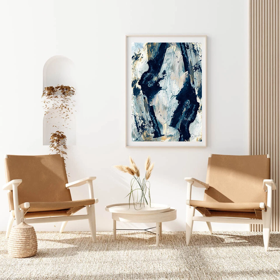 Abstract Painting Framed Print , Blue Wall Art , Wall Decor , Large Size - Image 3 of 4