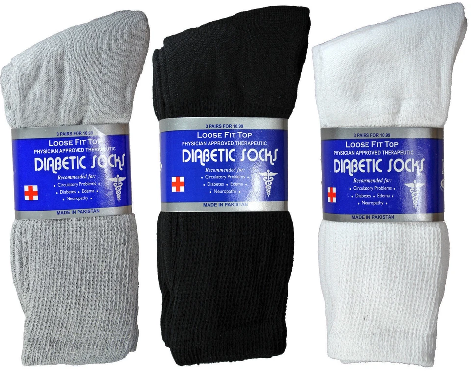 12 Pairs Men's Health Circulatory Diabetic Cotton crew socks 9-11 10-13 13-15 - Image 2 of 4