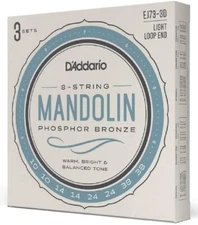 3 Sets D'Addario EJ73 Mandolin Strings Phosphor Bronze Light 10-38 EJ73-3D
