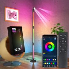 Rotatable RGB Warm White Floor Lamp 3 Section w/ Remote Bluetooth APP Spotlight