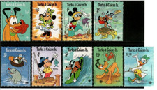 Turks and Caicos 1979 - Disney Water Sports Set of 9 Stamps Scott #399-407 - MNH