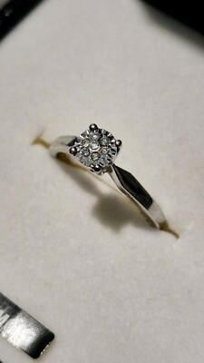 Warren James Silver Genuine DIAMOND Cluster Ring Size K UK