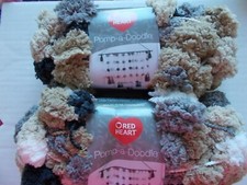 Red Heart Pomp-a-Doodle jumbo yarn, Granite, lot of 2 14 yds ea 