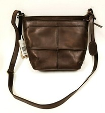 NEW BORN CHOCOLATE BROWN LEATHER,ANTIQUE BRASS TONE,MESSENGER,CROSSBODY BAG-$148
