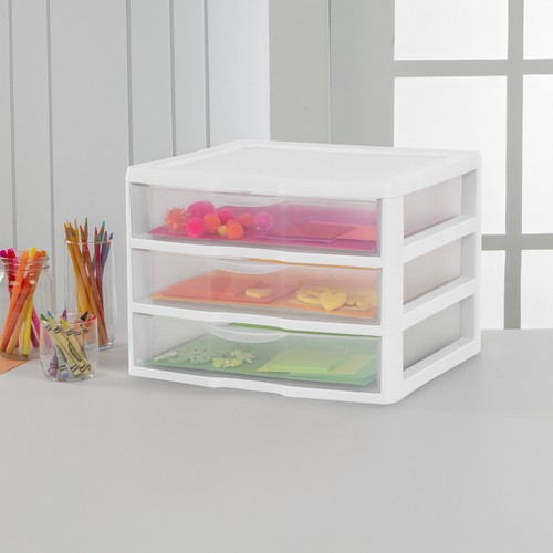 Wide 3 Drawer Unit Plastic, White - Picture 3 of 8