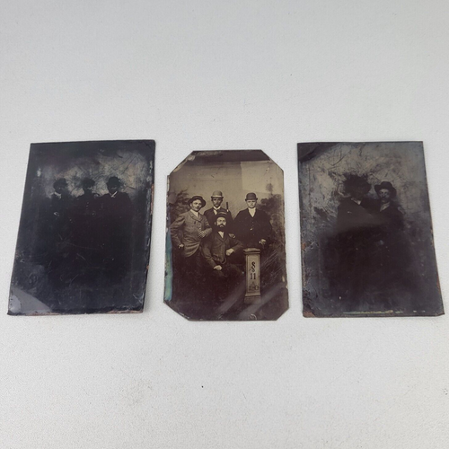 3 antike Ferrotypien / Fotografien Männerrunde, §11, Bier, Studentika, um 1900 - 第 1/7 張圖片