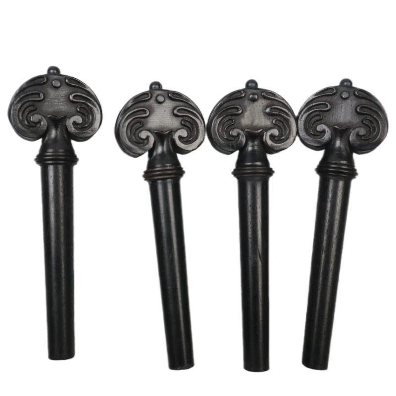 4 x picchetti per violino intagliati, motivo inciso ebano accordatura per violino accordatura a pioli - Immagine 4 di 4