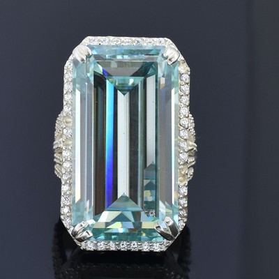 Certified Natural 14.35ct VS1 Blue Diamond 925 Silver Ring for Anniversary Gift