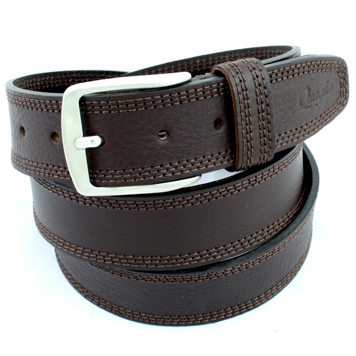 Cintura Pelle Donna Cintura Sottile In Vera Pelle Per Donna - Fibbia Argento, Marrone Scuro Cintura Elegante Marrone - Foto 14