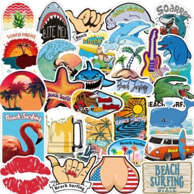   100 Stück New Beach Party Surfing Summer Spring Break Stickerbomb Aufkleber