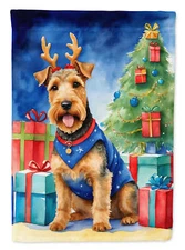 Welsh Terrier Reindeer Holiday Christmas Flag Garden Size DAC7878GF