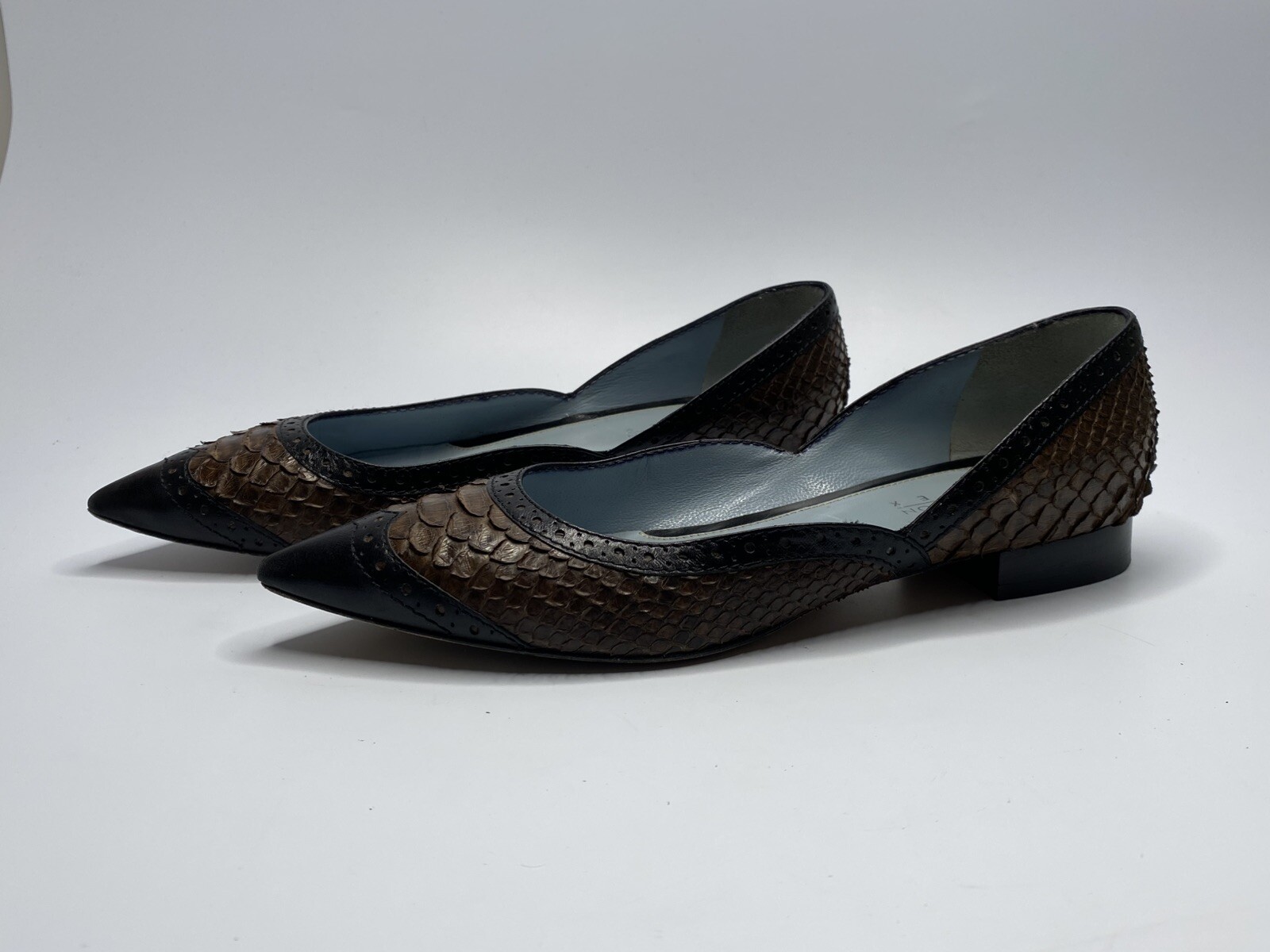 Lamberston Truex Brown Black Python Leather Balle… - image 3