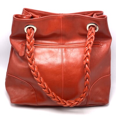 ALDO Red Shoulder Bag Purse Braided Handles Silver Tone Grommets