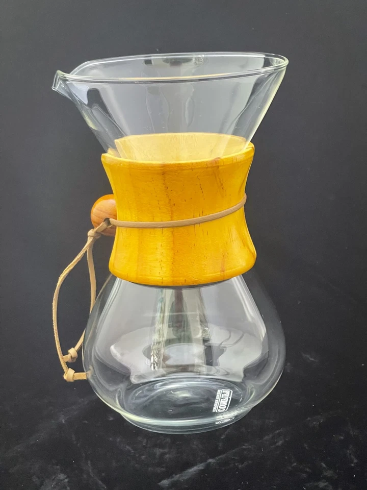 Vintage Comfify Chemex Type Pour Over Coffee Carafe Wood Collar 8” - Image 2 of 4