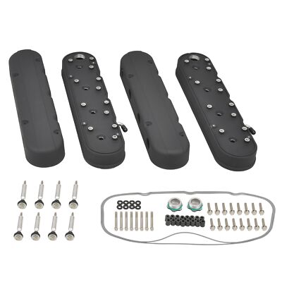 LS Cast Aluminum Tall Valve Covers with Coil Mounts for Small Block SB V8 Black
