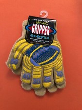 MAGIC GRIPPER GLOVES ONE SIZE FITS ALL FOOTBALL THEMED CRUNCH-TIME BEIGE