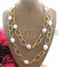 39" 15mm Baroque Pearl Necklace chain long necklace