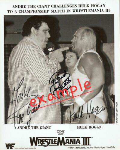 Andre the Giant Hulk Hogan Rowdy Roddy Piper autograph Signed 8x10 RP WWE - Picture 1 of 2