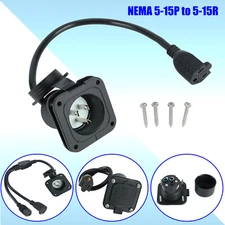 15 Amp 125V Power Inlet Port Plug Extension Cord NEMA 5-15 for RV Camper 16"-18"