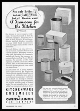1939 Owens Corning Can Company Toledo Ohio Kitchenware Ensemble Vintage Print Ad