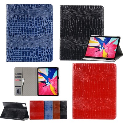 Folio Crocodile Wallet Stand Case Cover For iPad 5th 6th 7th 8th 9th Generation